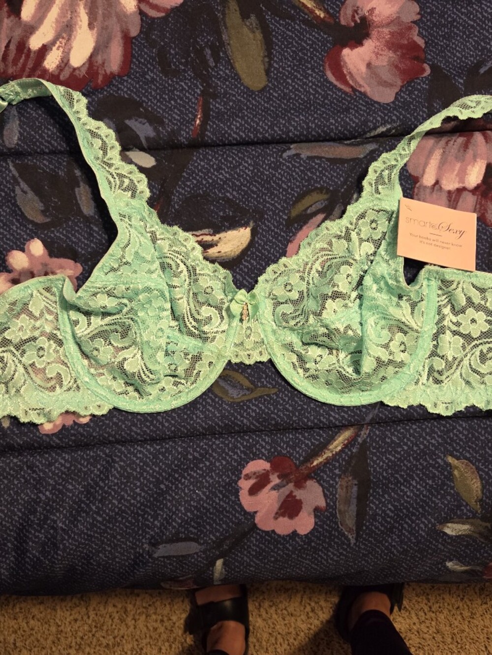 Lace Underwire Bra — Mint Green